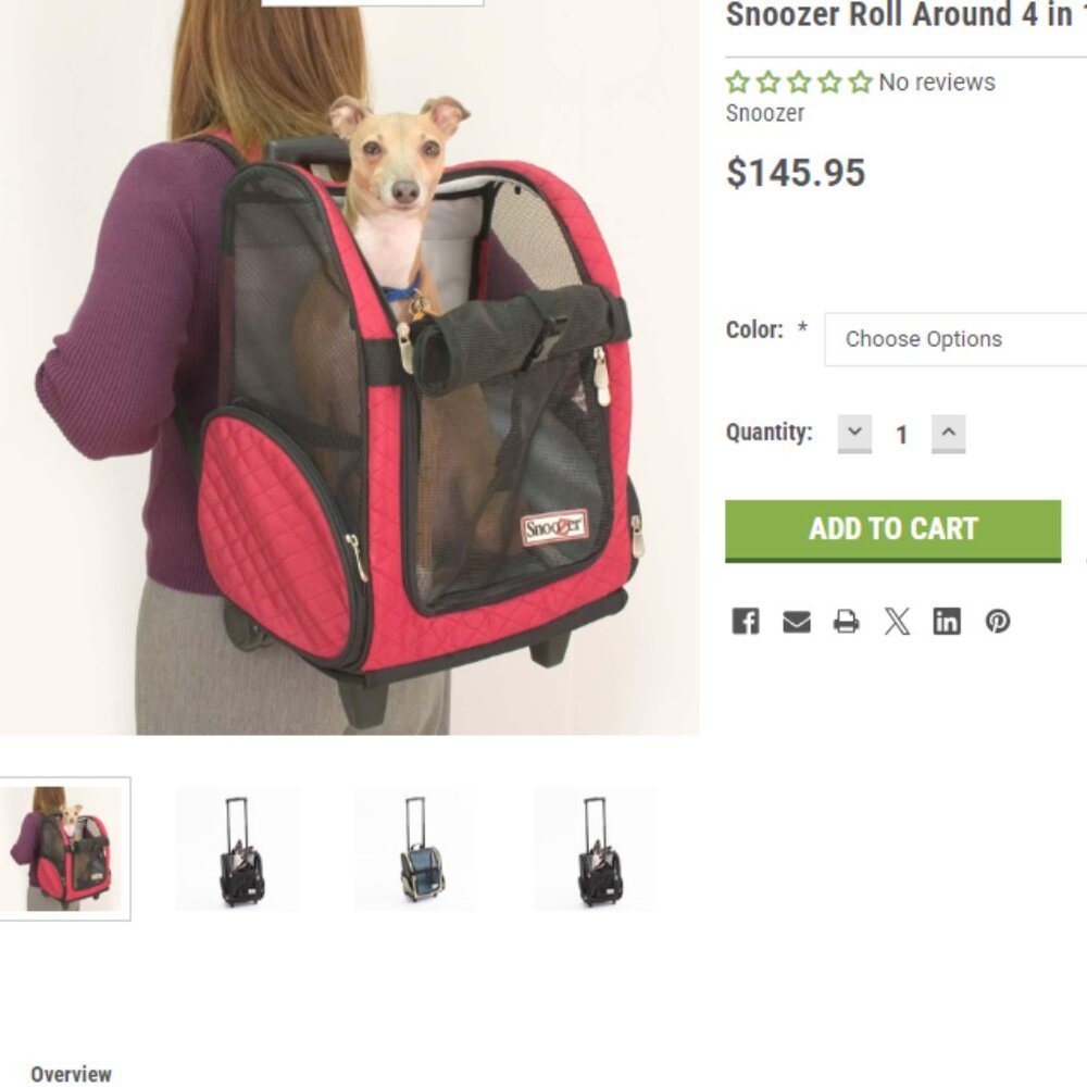 Snoozer Large Rolling Dog/Cat/Pet Carrier in Red